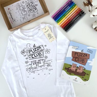 Crazy Box: T-shirt da colorare in cotone bio, pennarelli e libro - 155 GSM